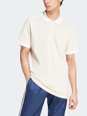 adidas originals White orignal Adicolor Classics 3 Stripes 100% Cotton Polo Shirt - Image 3 of 7