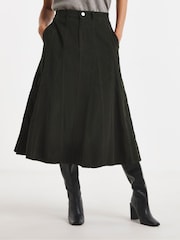 JD Williams Green Cord Godet Midi Skirt - Image 3 of 4
