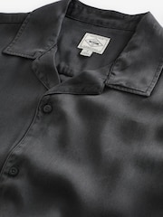 Charcoal Grey Tencel™ Lyocell Short Sleeve Shirt with Cuban Collar - Image 6 of 7