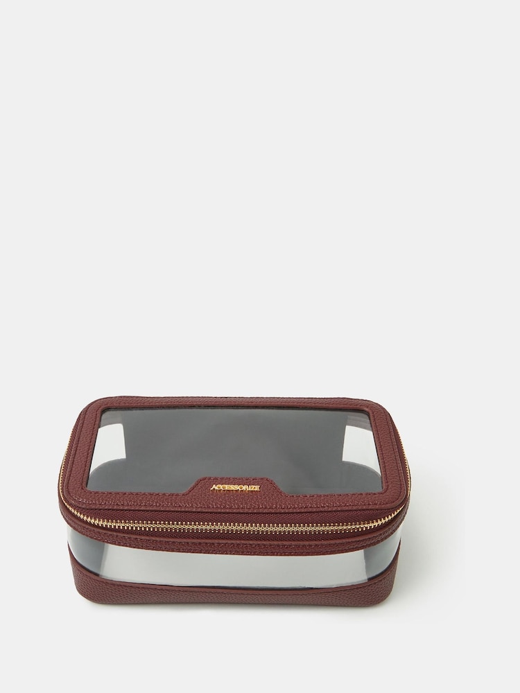 Accessorize Red Clear Travel Make-up Bag - Image 1 of 2 Accessorize Red Clear Travel Make-up Bag - Image 1 of 2