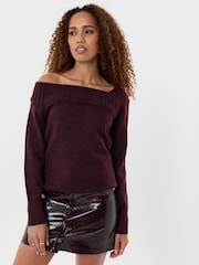 Threadbare Purple Asymmetric Slash Neck Jumper - Image 1 of 4