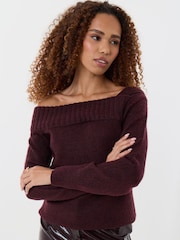 Threadbare Purple Asymmetric Slash Neck Jumper - Image 3 of 4