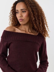 Threadbare Purple Asymmetric Slash Neck Jumper - Image 4 of 4