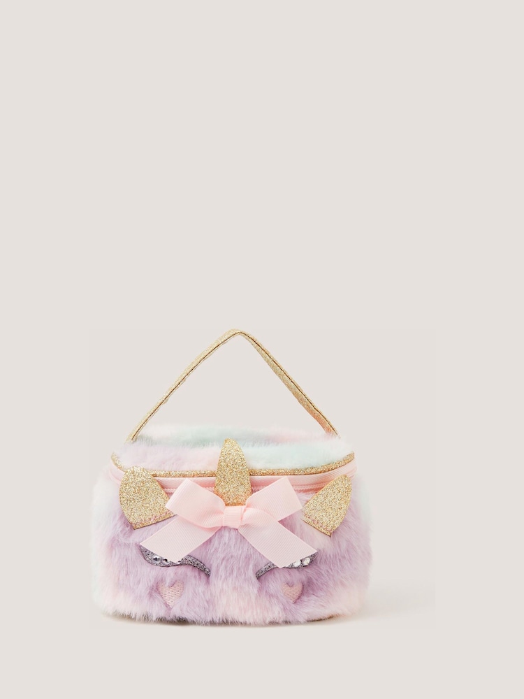 Monsoon Pink Fluffy Unicorn Make Up Bag - Image 1 of 5 Monsoon Pink Fluffy Unicorn Make Up Bag - Image 1 of 5