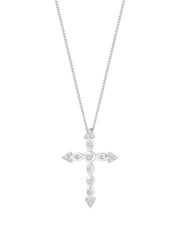 Simply Silver Silver Tone Cubic Zirconia Cross Pendant Necklace - Image 1 of 4