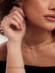 Simply Silver Silver Tone Cubic Zirconia Cross Pendant Necklace - Image 3 of 4