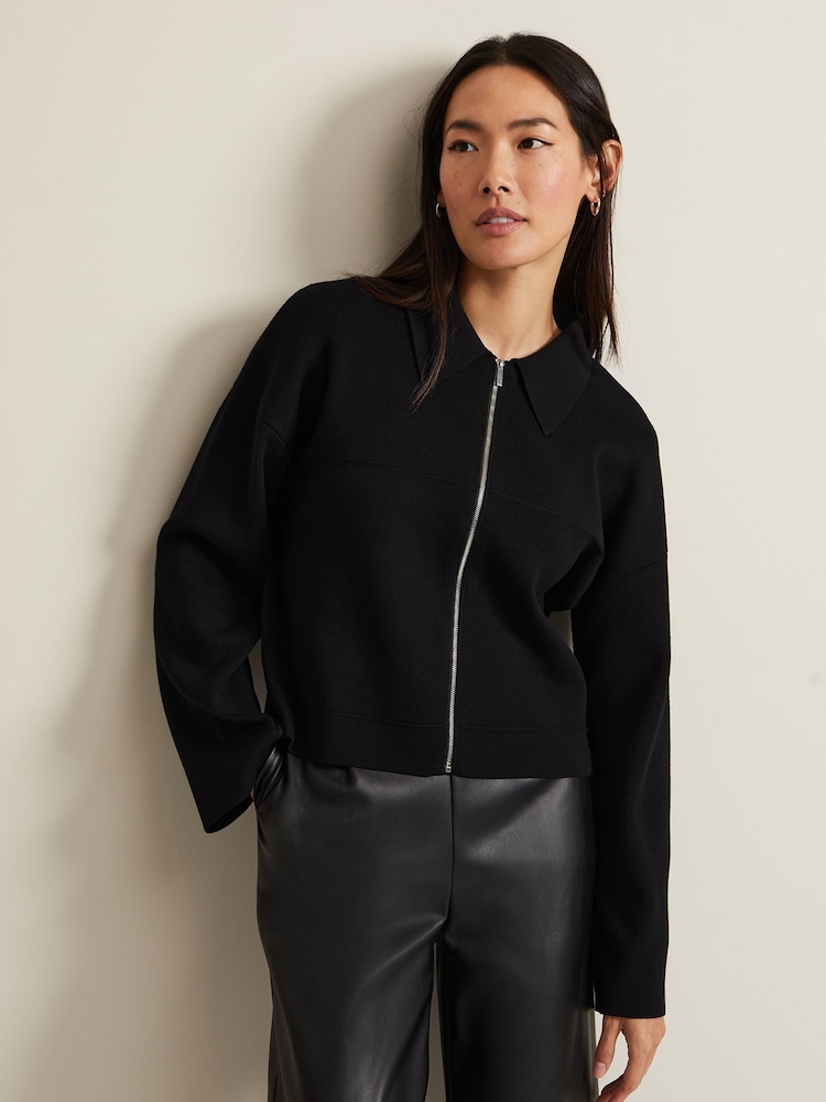 Phase Eight Black Zip Maise Jacket - Image 1 of 7
