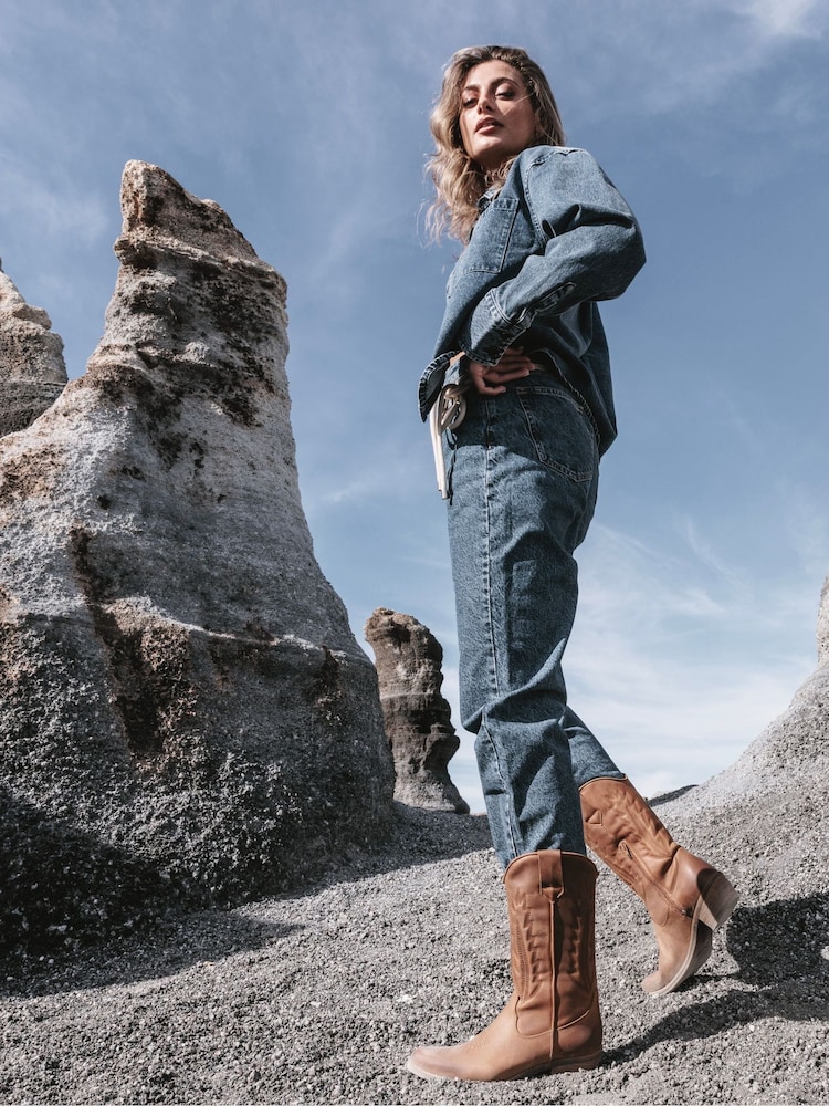 Moda in Pelle Fanntine Mid Leg Pointed Western Boots - Image 2 of 5