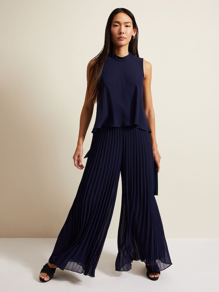 Phase Eight Blue Eden Pleated Jumpsuit - Image 1 of 6