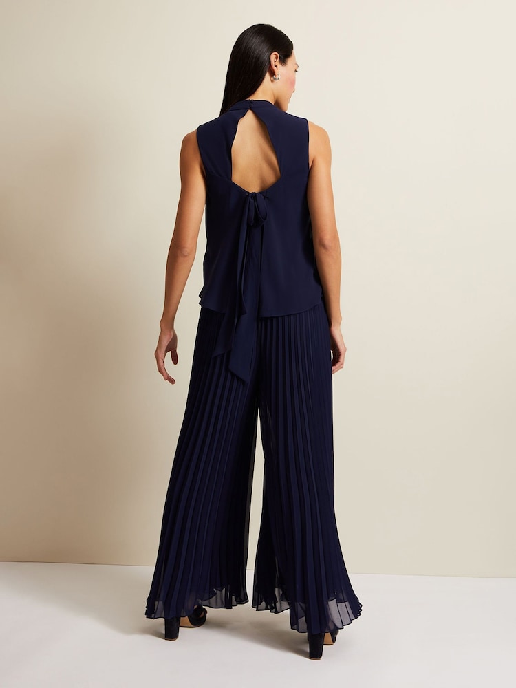 Phase Eight Blue Eden Pleated Jumpsuit - Image 2 of 6