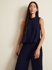 Phase Eight Blue Eden Pleated Jumpsuit - Image 4 of 6