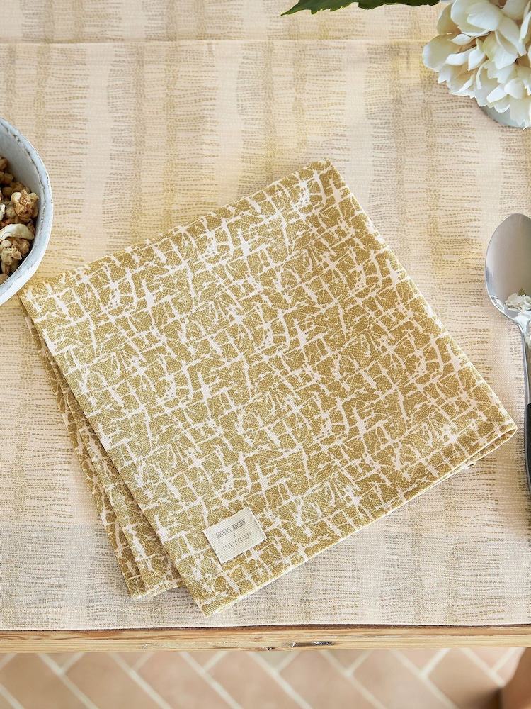ABIGAIL AHERN x MURMUR Set of 4 Warm Ochre Camille Napkins - Image 1 of 3 ABIGAIL AHERN x MURMUR Set of 4 Warm Ochre Camille Napkins - Image 1 of 3