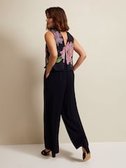Phase Eight Black Floral Agnes Overlay Jumpsuit - Image 2 of 6