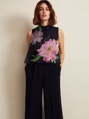 Phase Eight Black Floral Agnes Overlay Jumpsuit - Image 3 of 6