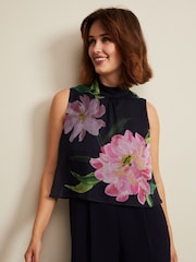 Phase Eight Black Floral Agnes Overlay Jumpsuit - Image 4 of 6