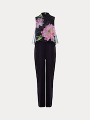 Phase Eight Black Floral Agnes Overlay Jumpsuit - Image 6 of 6