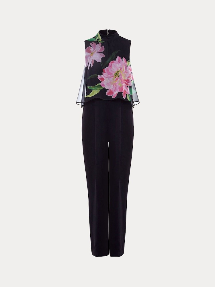 Phase Eight Black Floral Agnes Overlay Jumpsuit - Image 6 of 6