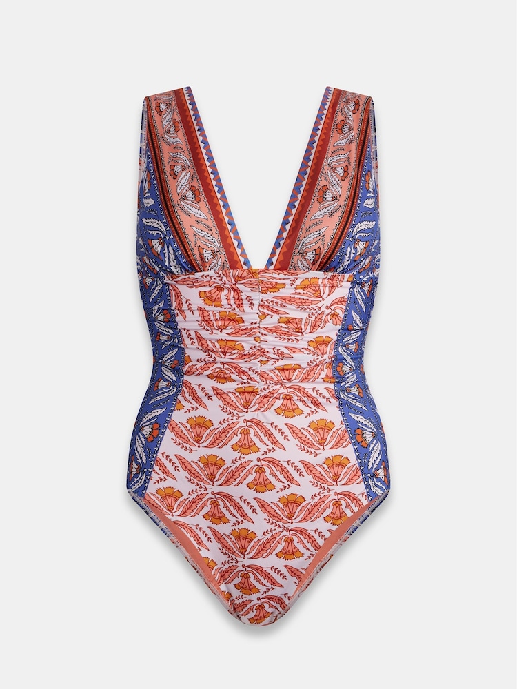 Mint Velvet Red/Blue Panel Plunge Swimsuit - Image 3 of 4