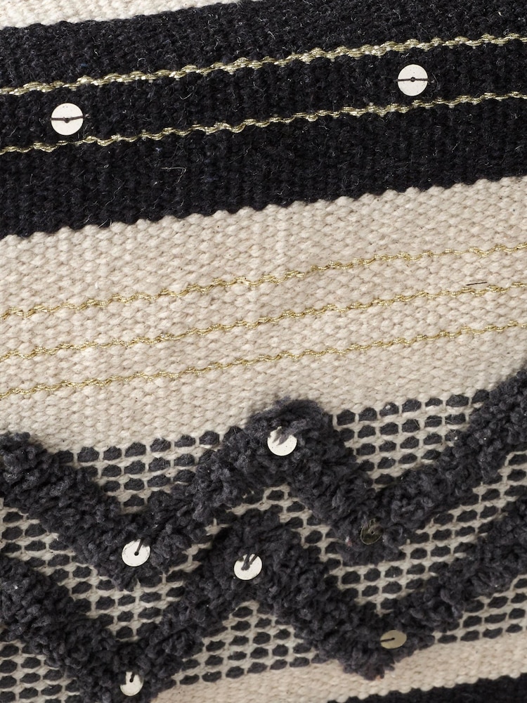 Monochrome Metallic Woven Kitchen Table Runner - Image 3 of 3