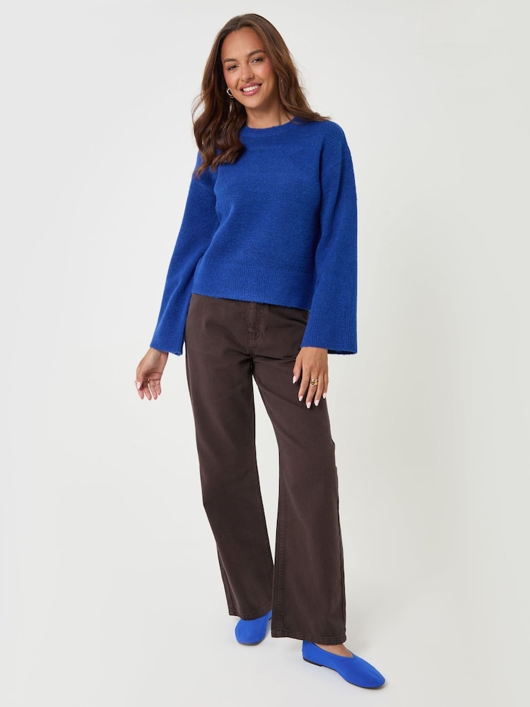 Threadbare Blue Relaxed Fit Crew Neck Jumper - Image 2 of 5 Threadbare Blue Relaxed Fit Crew Neck Jumper - Image 2 of 5