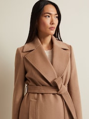 Phase Eight Camel Natural Livvy Wool Trench Coat - Image 6 of 7