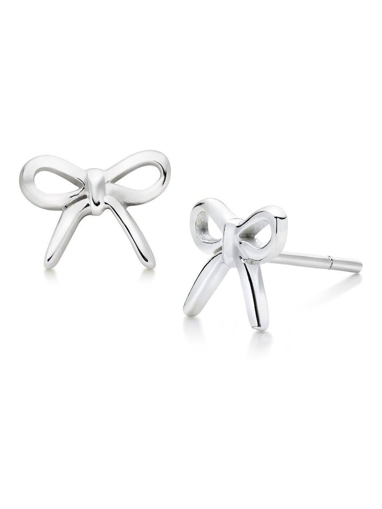 Beaverbrooks Children's Mini B Silver Bow Earrings - Image 2 of 5 Beaverbrooks Children's Mini B Silver Bow Earrings - Image 2 of 5