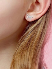 Beaverbrooks Children's Mini B Silver Bow Earrings - Image 4 of 5