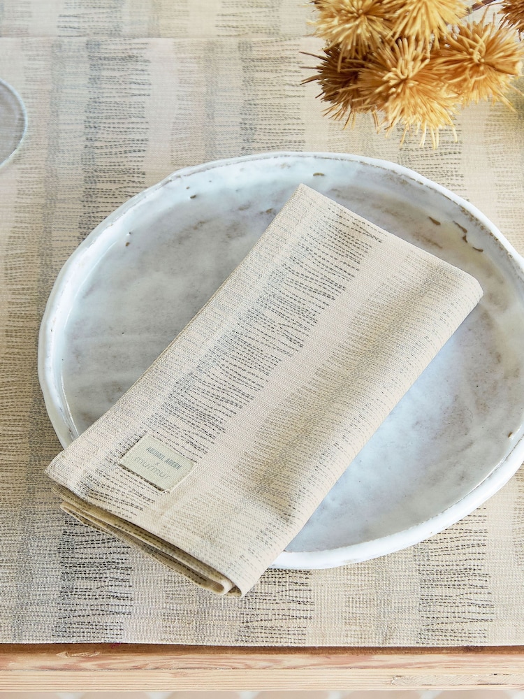 ABIGAIL AHERN x MURMUR Set of 4 Charcoal Canvas Cream Moya Napkins - Image 1 of 3