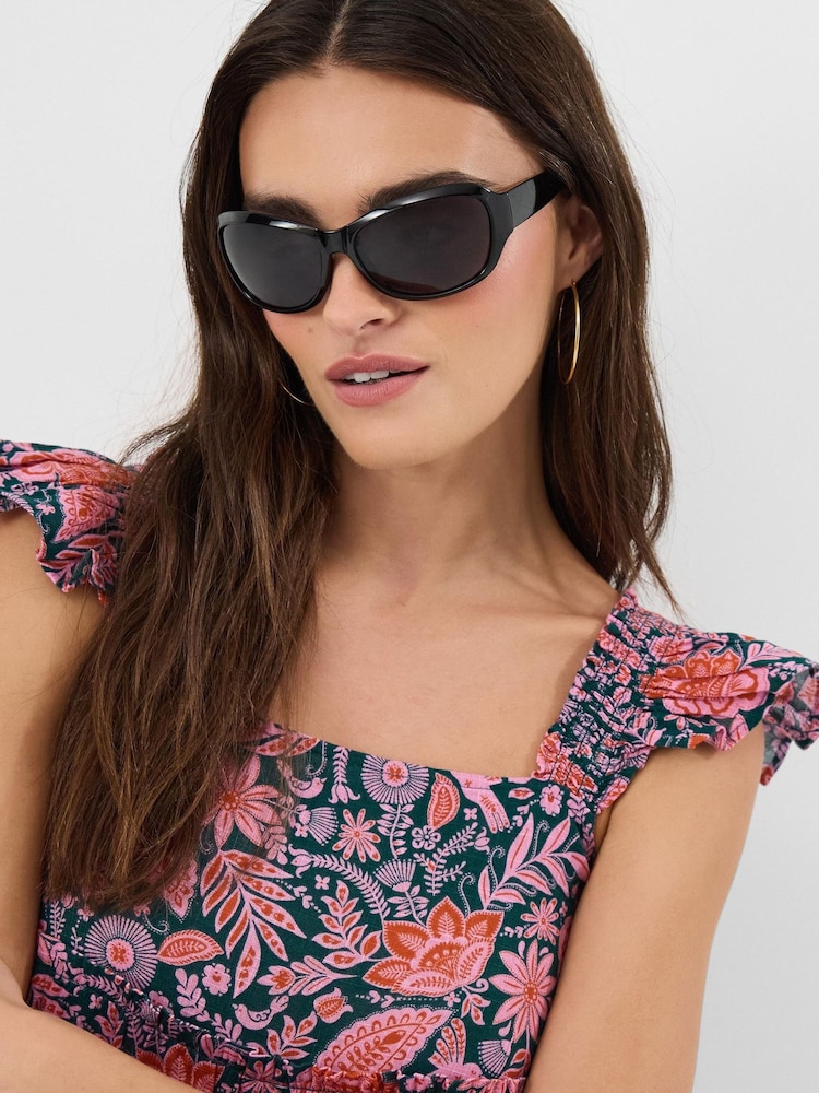 Accessorize Black Plain Wrap Sunglasses - Image 2 of 2 Accessorize Black Plain Wrap Sunglasses - Image 2 of 2