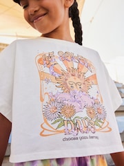 Ecru White Sequin Celestial Graphic 100% Cotton T-Shirt and Tie Dye Shorts Set (3-16yrs) - Image 3 of 7