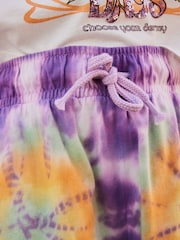 Ecru White Sequin Celestial Graphic 100% Cotton T-Shirt and Tie Dye Shorts Set (3-16yrs) - Image 4 of 7