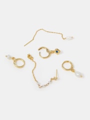 Accessorize Gold Tone 4ct Mother of Pearl Stud & Hoop Earrings 5-Pack - Image 1 of 2