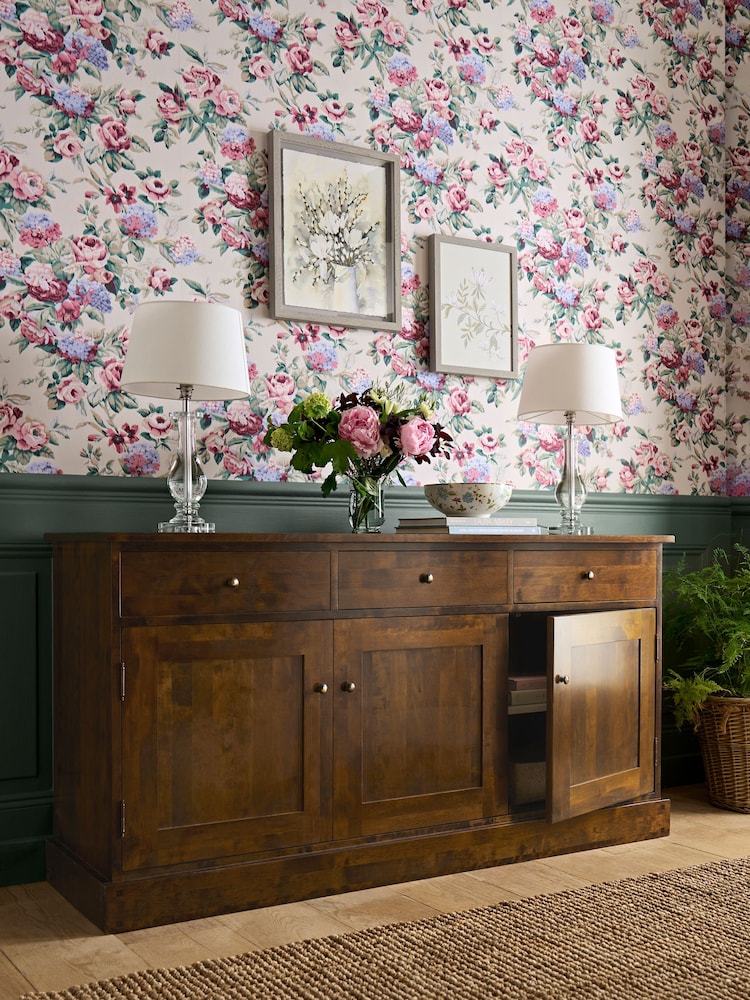 Laura Ashley Dark Chestnut Garrat 3 Door 3 Drawer Sideboard - Image 2 of 8