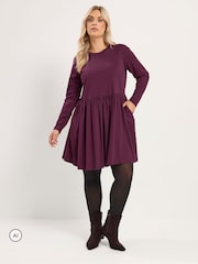 Yours Curve Purple Peplum Mini Dress - Image 2 of 6