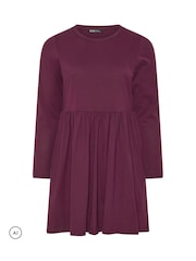 Yours Curve Purple Peplum Mini Dress - Image 5 of 6