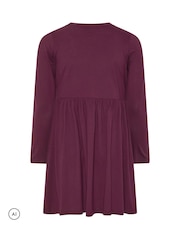 Yours Curve Purple Peplum Mini Dress - Image 6 of 6