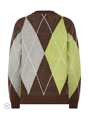 Long Tall Sally Brown Argyle Knitted Jumper - Image 6 of 6