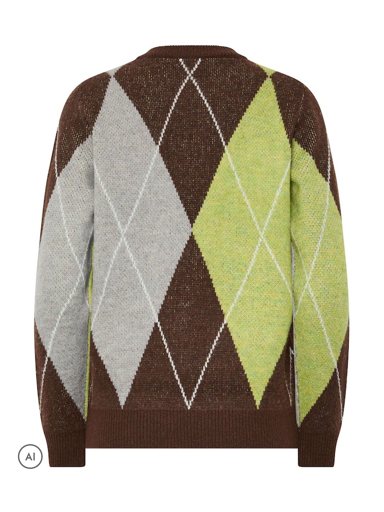 Long Tall Sally Brown Argyle Knitted Jumper - Image 6 of 6 Long Tall Sally Brown Argyle Knitted Jumper - Image 6 of 6