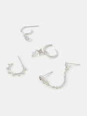 Accessorize 925 Sterling Silver Opal Stud & Hoop Earrings 5-Pack - Image 1 of 2