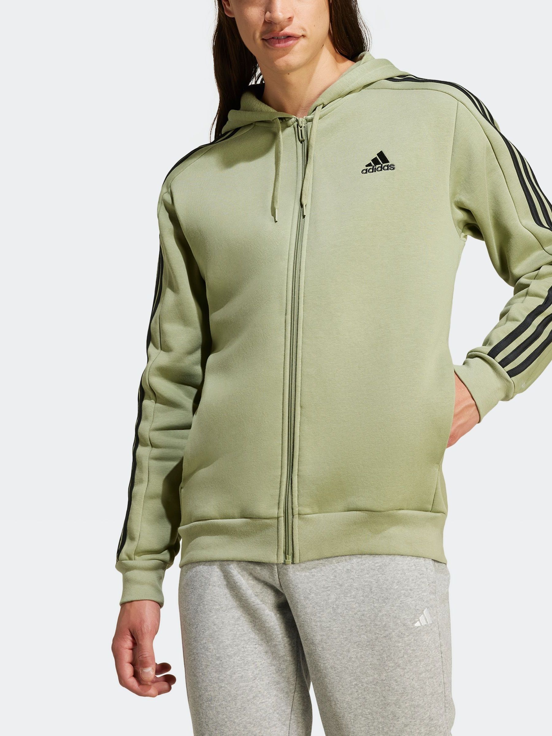 Buy adidas Light Green Essentials Fleece 3 Stripes Zip Up Hoodie from Next Armenia