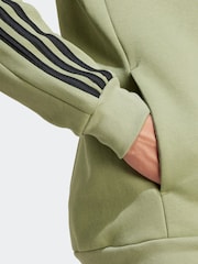 adidas Light Green Essentials Fleece 3 Stripes Zip Up Hoodie - Image 6 of 7