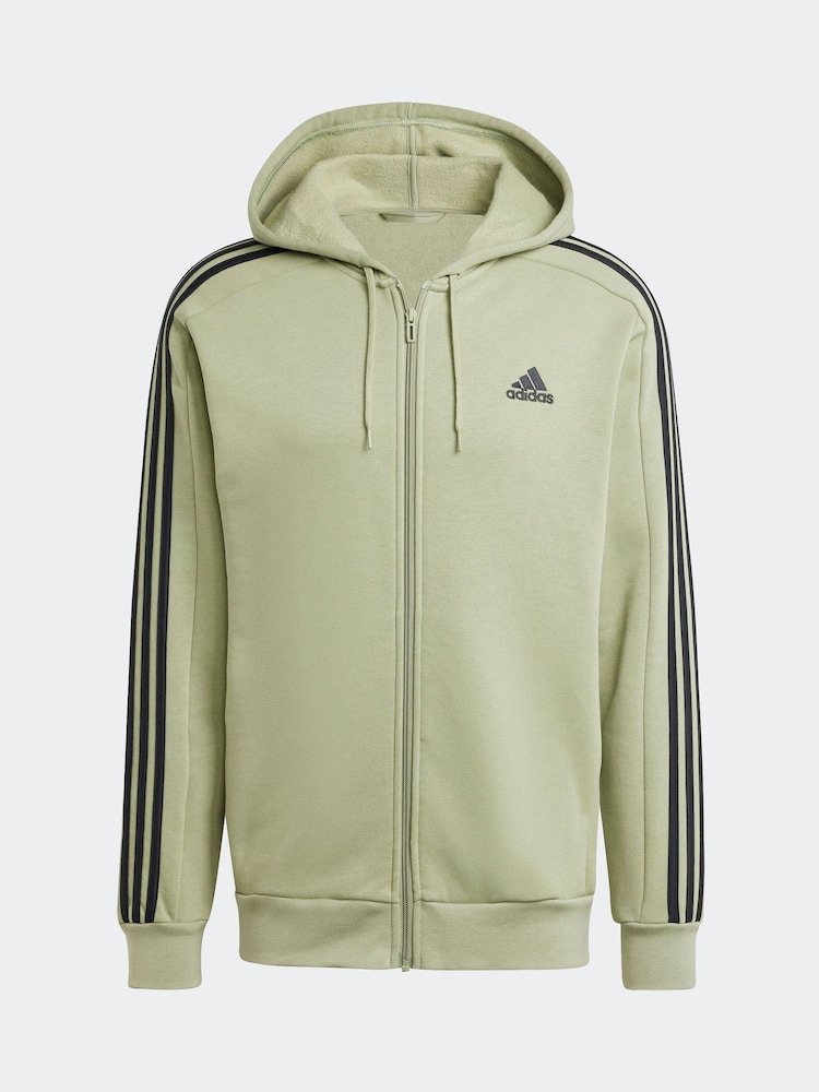 adidas Light Green Essentials Fleece 3 Stripes Zip Up Hoodie - Image 7 of 7