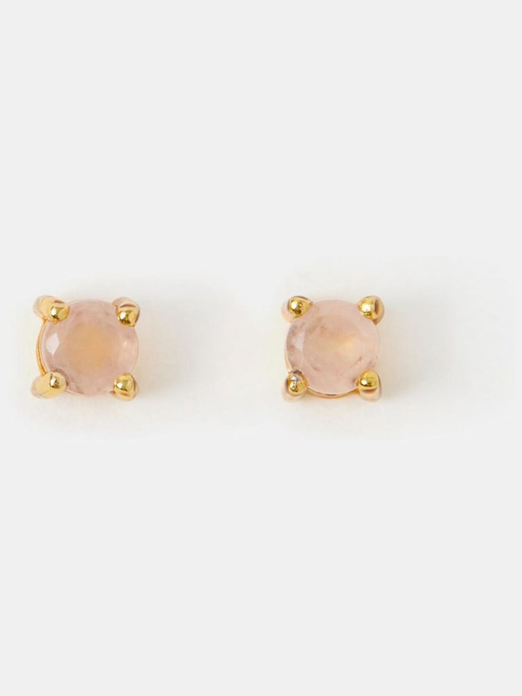 Accessorize Gold Plated 14ct Rose Quartz Stud Earrings - Image 1 of 2 Accessorize Gold Plated 14ct Rose Quartz Stud Earrings - Image 1 of 2
