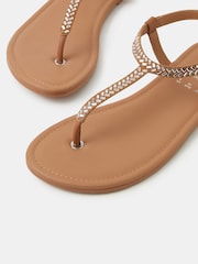 Accessorize Silver Embellished Leather Sandals - Image 2 of 2