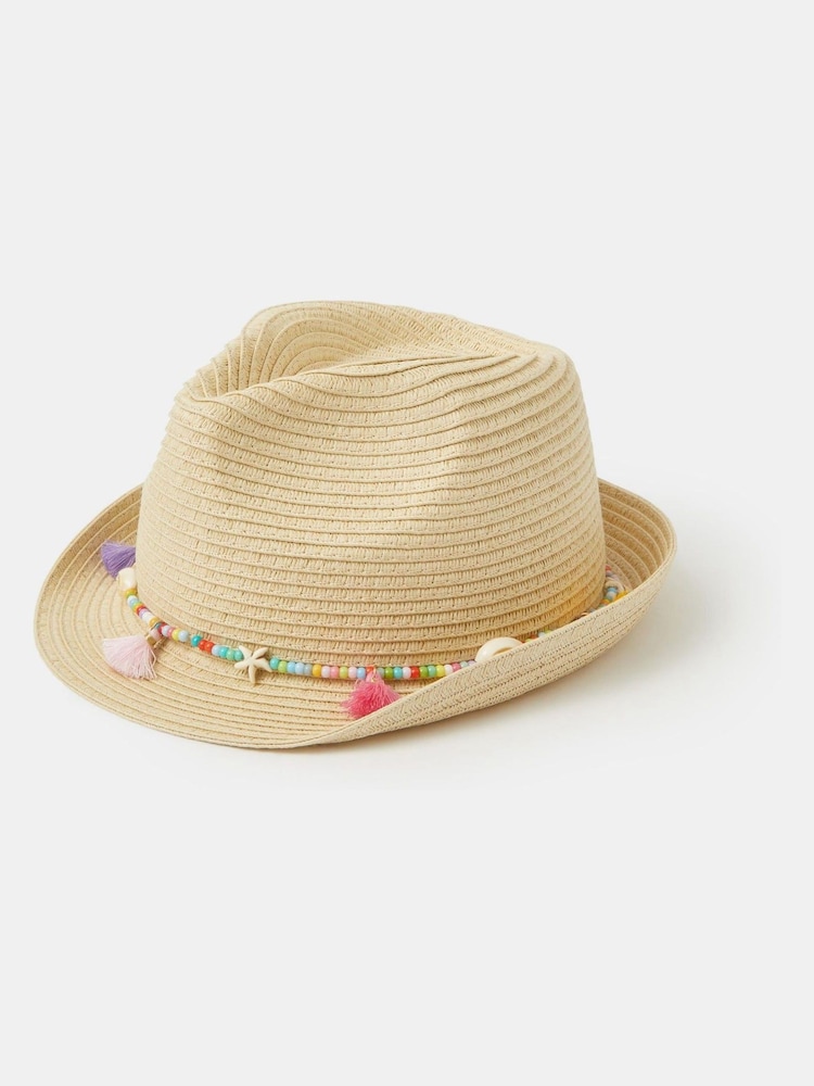 Καπέλο με χάντρες Angels By Accessorize για κορίτσια με ψάθα - Εικόνα 1 από 2