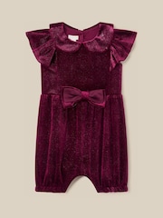 Monsoon Red Bow Velvet Romper - Image 1 of 3