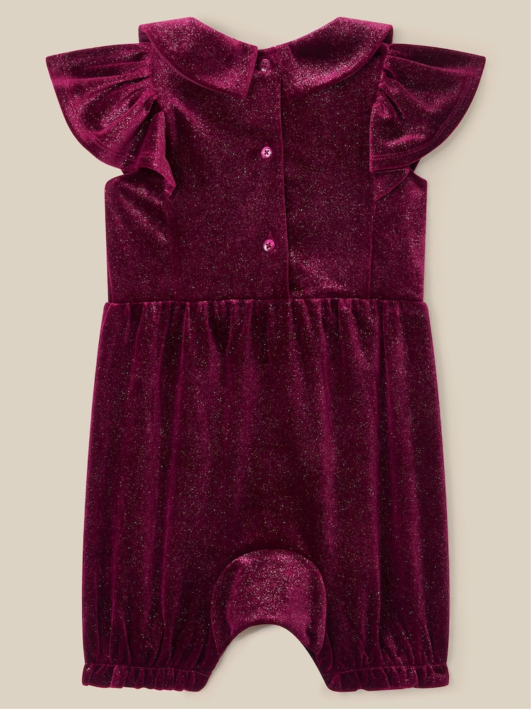 Monsoon Red Bow Velvet Romper - Image 2 of 3 Monsoon Red Bow Velvet Romper - Image 2 of 3