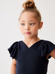 Baker by Ted Baker Navy Frilled Sleeve 2-in-1 Scuba Dress - Image 3 of 8