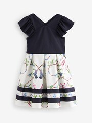 Baker by Ted Baker Navy Frilled Sleeve 2-in-1 Scuba Dress - Image 5 of 8