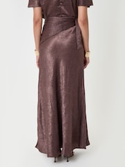 Threadbare Brown Crinkle Satin Wrap Maxi Skirt - Image 4 of 5